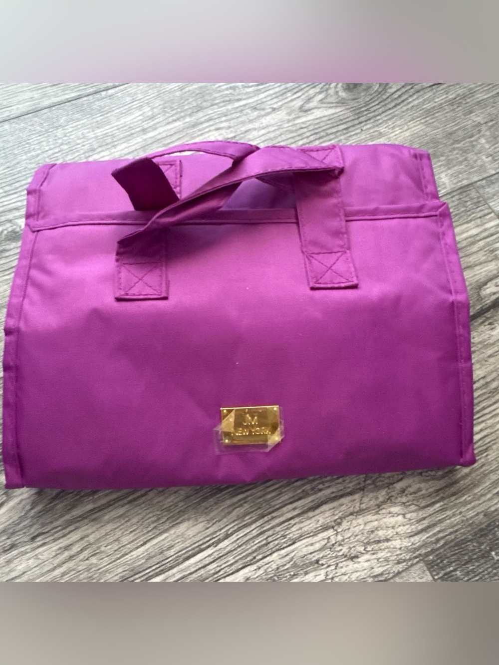 Women's Purple Cosmetic Case with Gold Plaque Accent